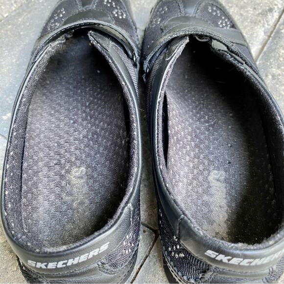 Skechers Womens SN 21406 Black Athletic Shoes Leather Round Toe Comfort Size 7 - Picture 8 of 11